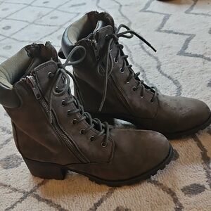 Stylish Gray/ Army Green Ankle Boots for Women